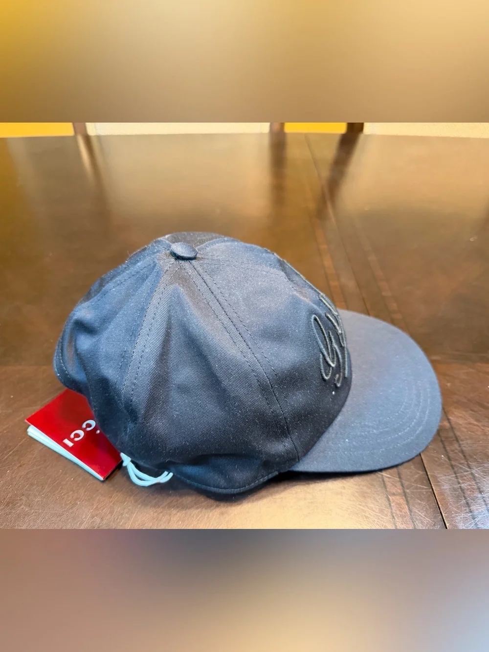 New Authentic Gucci Logo Baseball Hat Black Size L